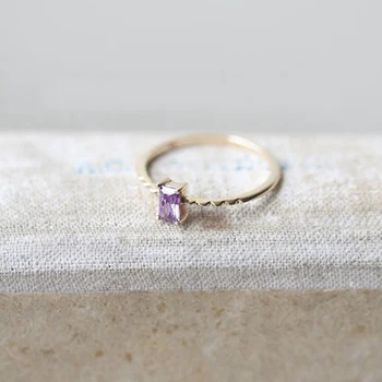 Elegantná Fialová Obdĺžnik Crystal Prstene Pre Ženy, Dievčatá, Jednoduché Svadobné Zapojenie Milovníkov Prst Krúžky Módne Šperky