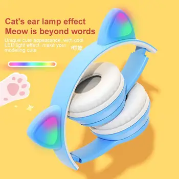 Bleskové Svetlo Roztomilé Mačacie Uši Bezdrôtové Slúchadlá s Mikrofónom, Môžete ovládať LED Chlapec Dievča Stereo Hudobný Telefón, Bluetooth-kompatibilného Headsetu
