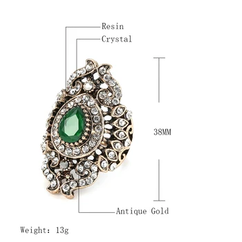 Kinel Unikátne Starožitné Zlata Šedá Crystal Krúžok Pre Ženy Doplnky Strany Vintage Svadba Šperky, Luxusné Darčeky 2019 Nové
