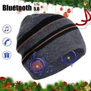 Najlepší Vianočný Darček Módne Bezdrôtová Hudby Klobúk Spp Bluetooth Slúchadlá Slúchadlá Slúchadlá Reproduktor Mikrofón Šport Pletené Čiapky