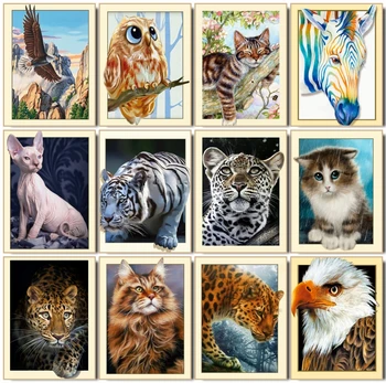 AZQSD Diamond Výšivky Tiger, Mačka Leopard Mozaikové Kamienky Diamond Maľby Zvierat Cross Stitch Remeselné Domova Darček