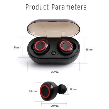 Y50 TWS Bezdrôtové Slúchadlá Bluetooth 5.0 Touch Slúchadlá 9D Stereo Hudobné Slúchadlá Nepremokavé Športové Headset S Mikrofónom LED Displej