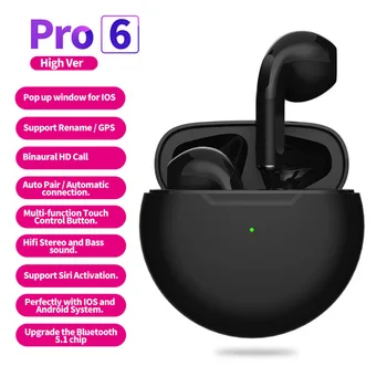 Bluetooth Slúchadlo PRO 6 TWS Slúchadlá Bezdrôtové Slúchadlá Bluetooth 5.0 Mini Slúchadlá Air Pro 6 Slúchadlo S Mikrofónom Pre Apple Xiao
