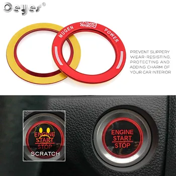 Ceyes Auto Interiérové Doplnky Styling Zapaľovanie Štart Tlačidlo Stop Krúžok Nálepky Prípade Honda Mugen Logo, Civic 2018 Vzťahuje
