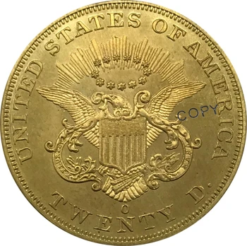 1858 O Spojených Štátoch Dvadsať Dolárov package predáva Zlaté mince Mince Mosadz