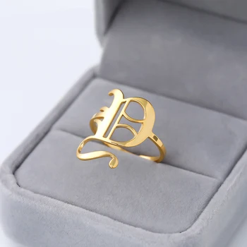 Z nehrdzavejúcej Ocele Dávnych Písmená Prstene pre Ženy, Mužov, Priateľov, Minimalistický Silver Gold Ring pôvodný Názov Vintage Šperky Strany Dary