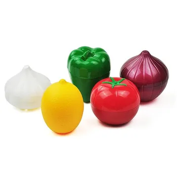 Plastové Zeleniny Tvar Skladovanie Potravín Box Roztomilý Organizátor Nástroje Citrón Zelené Cesnak Príslušenstva Kuchyne Tomatoe Cibuľu, Korenie H V5P2