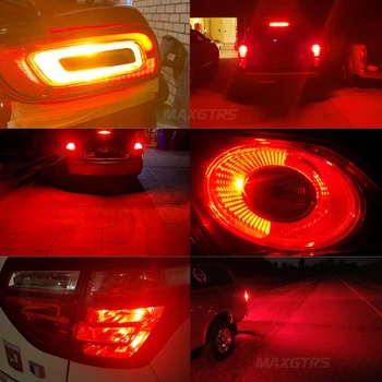 2x CANBUS 1157 BAY15D P21/5W 7443 W21/5W 60SMD 1156 2016 LED Žiarovka Červené Auto Backup Brzdové Svetlo BA15S Lampa Žiadna Chyba Hyper Flash