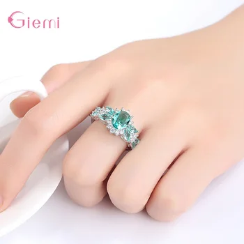 Vysoká Kvalita Kórejský Kolo Prst Krúžky Skutočné 925 Sterling Silver Svadobné Prstene Nové Trendy Žena Crystal Prstene, Šperky Darček