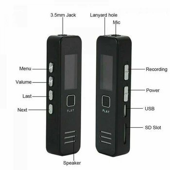 USB nahrávanie Zvuku 32GB Nabíjateľná Digitálny Zvukový záznam Zvuku Diktafón MP3 Prehrávač DSP Zníženie Hluku HD Diaľkové Nahrávanie