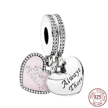 Srdce Tvar 925 Sterling Silver Rodiny náklonnosť Prívesok Charm perličiek Fit Pôvodné Pandora Náramok DIY Šperky Pre Ženy