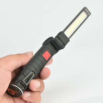 USB Nabíjateľné S vstavanú Batériu Set Multi Funkcia Sklápacie Pracovné Svetlo COB LED Camping Pochodeň Baterka
