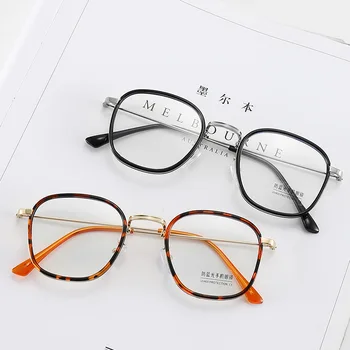 Nový príchod unisex námestie okuliare pre mužov, ženy kovový rám okuliarov obyčajný okuliare Nearsighted Okuliare Okuliare -1.0 -2.5 -1.5