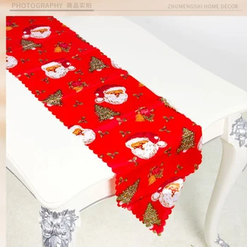 Vianočné Vytlačené Polyester Stôl Runner Santa Claus Tenké Banquet Dovolenku Strany Jednorazové Dekorácie Stola Vlajka 35*180 cm 1pc