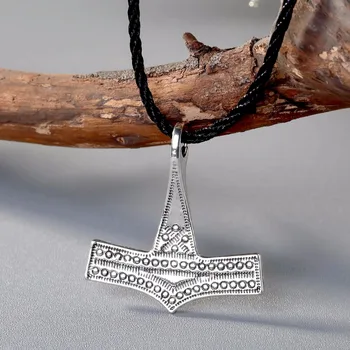 Móda Vintage Mužov Náhrdelník Šperky Viking Severanov Thor je Kladivo Mjolnir Kožené Kábel Náhrdelník Ochrany Škandinávskych Collier