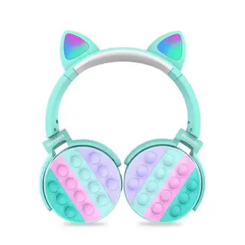 LED Roztomilé Mačacie Uši Bezdrôtové Slúchadlá Bluetooth-kompatibilný Headset S Mikrofónom Chlapec Dievča Stereo Hudobné Slúchadlá Mačiatko Earphon Darček