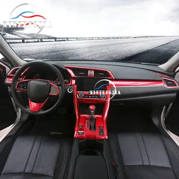 Pre Honda Civic 2016-2019 4PCS Červená Vnútornej kľučky, dvere, rukoväť, dekoračné nálepky, upravený príslušenstvo.