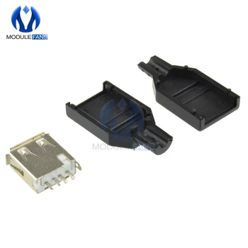 10PCS USB 2.0 Typu Plug 4-pin Žena Adaptér Contor jack Plastový Kryt