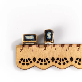 13mm Malé Kváder Retro Ručné Keramické Korálky Porcelánu Prívesok Na Šperky, Takže DIY Príslušenstvo #XN422