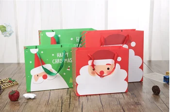 200pcs Veľkoobchod Vianočného Darčeka Papier Santa Claus Snehuliak Candy Cookie Vianočné Ruky Tašku Balenia Krabice So Stuhou