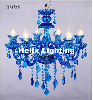 Doprava zadarmo D60cm H55cm Decro Modré LED Krištáľový Luster Svietidlo Crystal Moderné Osvetlenie AC Zaručené Krištáľovo Prívesok na Čítanie