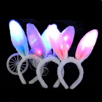 Sequin Plyšové Králik Bunny Uši hlavový most LED Roztomilé Řeřavý Vlasy Obvodové Strany Loptu Darček k Narodeninám Dekorácie Veľkonočné Valentines Day