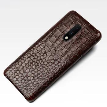 Originálne kožené Telefón Prípade Oneplus 6 6T 7 7 Pro Prírodnej hovädzej kože Luxusné Krokodíla Textúra Zadný Kryt fundas capa