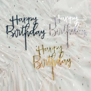 Propagačné 2021 Happy Birthday Cake Vňaťou Rose Gold Akryl Tortu Vňate na Narodeninovej Party Dodávky Dezert Cake Dekorácie
