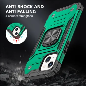 Držiak do vozidla Krúžok puzdro Pre iphone 13 mini 12 11 Pro Max XS XR SE 2020 7 8 6S Plus Brnenie Coque Magnetické Kamera Anti-Jeseň Telefón Prípade