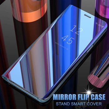 Pre Samsung Galaxy S10E Smart Jasné Zrkadla Flip Robustný Stojan Zadný Kryt Pre Galaxy s rezacím zariadením S10 Plus Luxusné Kožené Gumy Prípade