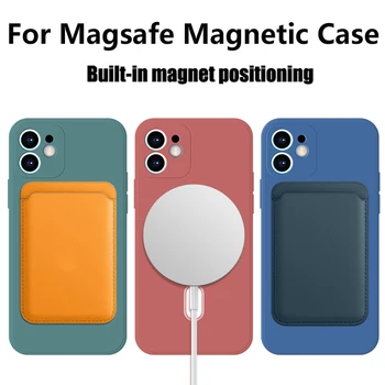 Pre IPhone 13 12 Mini 11 Pro Max X Xs XR 7 8 Plus Tekutý Silikónový Prípade Pôvodné Magnetické Magsafing Bezdrôtové Nabíjanie Kryt