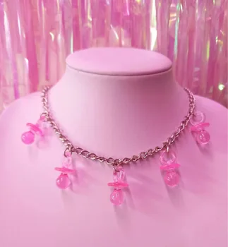 Kreatívne Zábavné, Roztomilé Ružové Živice Cumlík Prívesok Charms Náhrdelníky pre Ženy Lady Darčeky Sladké Y2K Chokers Trendy Strany Šperky Nové