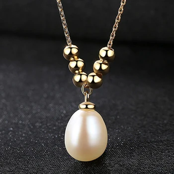 DOTEFFIL Hot Predaj Pearl 925 Strieborný Náhrdelník Ženy Ušľachtilý Šperky Odkaz Prírodné Sladkovodné Perly Prívesok Pozlátené Reťaze Lady Darček Strany