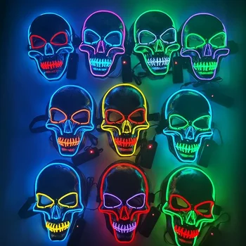 Strana Bar Mask Zmiešané Farebné Led Maska Strany Masque Maškaráda Masky Neon Maske Svetlo Svietiť V Tme Hororové Masky Kostry Maska