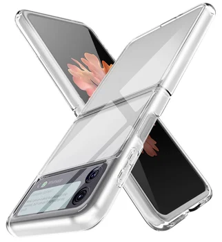 Pre Samsung Galaxy Z Flip 3 Veci Ultra Slim Priehľadného Pevného PC Mäkké TPU Bumper Kryt pre Galaxy Z Flip 5G Shockproof Prípade