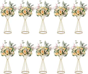 Vázy Zlatá/ Biela Kvetina Stand 70 CM/ 50 CM Kovové Cestné Viesť Svadobné Vrchol Kvety Stojan Pre Podujatia, Party Dekorácie