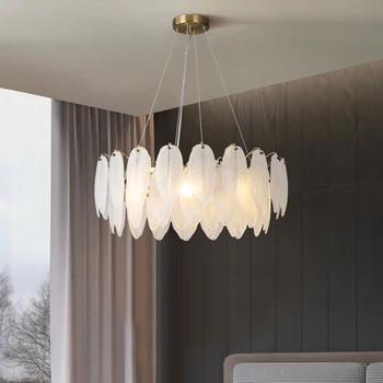 Svetlo luxusný luster obývacia izba lampa biele pierko sklo moderný minimalistický atmosféru, jedálne, spálne, novej lampy na čítanie