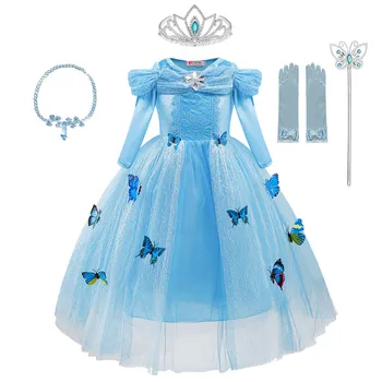 Popoluška Kostým Princezná pre Dievča Sprievod plesové Šaty, Detský Kostým Popoluška Karneval Narodeniny Oblečenie Childr Halloween Šaty