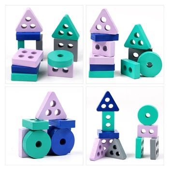HUYU Mini Drevené Montessori Hračka Stavebné Bloky Začiatku Vzdelávania, Vzdelávacie Hračky, Farba, Tvar Zápas Poznanie Deti Hračky pre Chlapcov