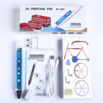 AVEIBEE 3D Tlač pero s USB a 100/200 meter vlákna náplň 3 D tlačiarne perá, kreatívny darček pre deti, dospelých, kreslenie