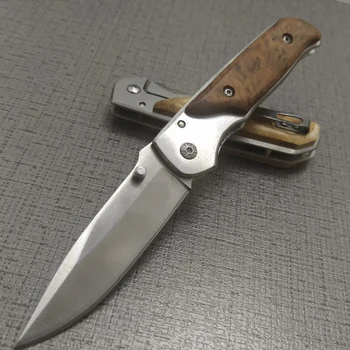 Damask Nože Farba dreva rukoväť skladací čepeľ noža jungle lov camping nôž Taktické skladací nôž telo vreckový nôž