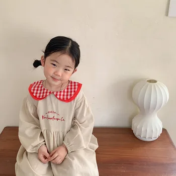 2022 Jar Nové kórejské Dievčatá Šaty Vyšívané detské Odevy Deti Princezná Šaty Zimné Šaty pre Dievčatá, deti oblečenie