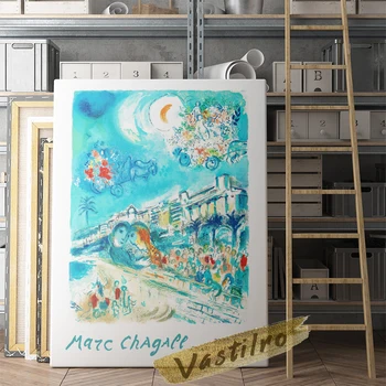 Marc Chagall Výstava, Plagát, Chagall La Passeggiata Olejomaľba, Ročník Cubism Wall Art, Obývacia Izba Galéria Stenu Obrázok