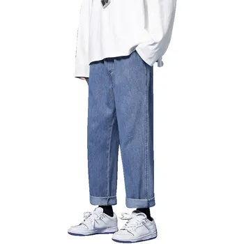 Muži Streetwear Modré Džínsy 2021 Ženy Čierne Džínsy Kórejský Anime Hárem Nohavice Muž Džínsové Nohavice Nadrozmerná Dva Spôsoby, Ako Ich Nosiť
