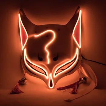 Anime, Japonskej Kitsune Maska Led Fox Maska Plastové Led Svetla Do Masky Cosplay Maska Pokrývku Hlavy Halloween Masky Party Pre Dospelých