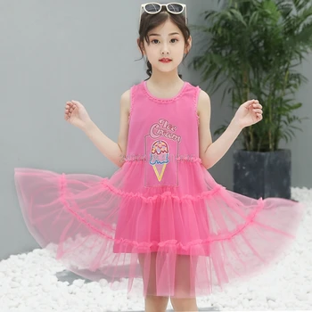 Baby dievčatá šaty 2019 Lete Colorfull Plážové Šaty Školy dievčatá Šaty Pre Deti Roztomilý kórejský Batoľa Dospievajúce Deti Oblečenie