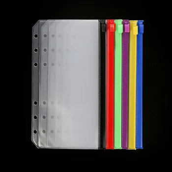 6pcs/Veľa A6 Hrubé 6-Jamkové Transparentné PVC Skladovanie Držiteľa Karty Farebné Zips Vrecka Puzdro na Notebook DIY Denník Plánovač Príslušenstvo