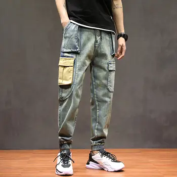 Čierne Džínsy Mužov Hip hop Streetwear Hárem Neforemné Jeans Denim Nohavice Plus veľkosť Elastický Pás Voľné Členok-Dĺžka Nohavice