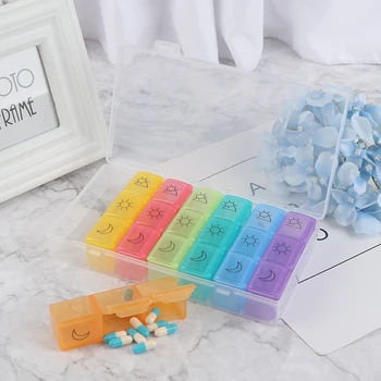 7-farebný Tablet Pilulku Box Držiteľ Medicíny Skladovanie Organizátor Kontajner Prípade, 3 Riadok 21Squares Týždenný 7Days Pilulku Prípade Zdravotnej Starostlivosti Nástroj