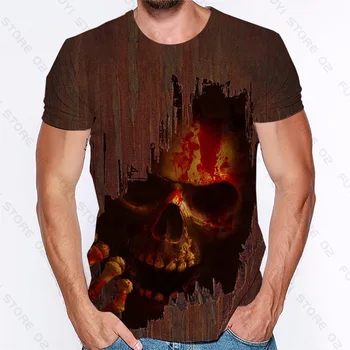 T Shirt pre Mužov 3d Vytlačené Horor Lebky Halloween Muži T-shirt Teens-Krátke rukávy Streetwear Oblečenie Chlapci v Pohode Tee Topy